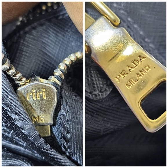 Authentic Prada Saffiano Lux Leather Middle Zip Tote Bag Black - Picture 7 of 14